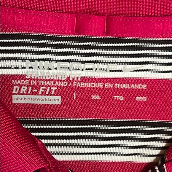 Nike Golf Hot Pink Striped Golf Polo Standard Fit Dri-Fit sz XXL - Picture 2 of 8